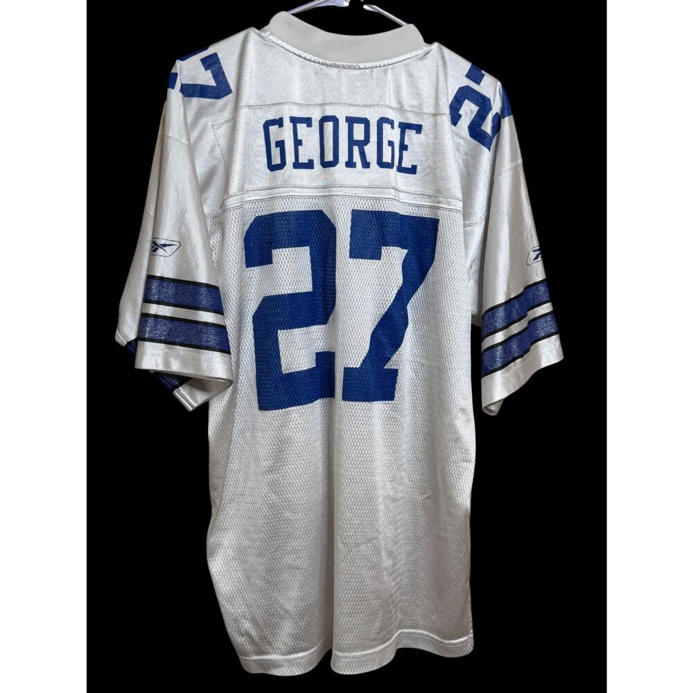 Dallas Cowboys Eddie George NFL Football Jersey Reebok 27 Large Vintage White E6